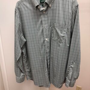Orvis Men's Green and White Plaid Shirt